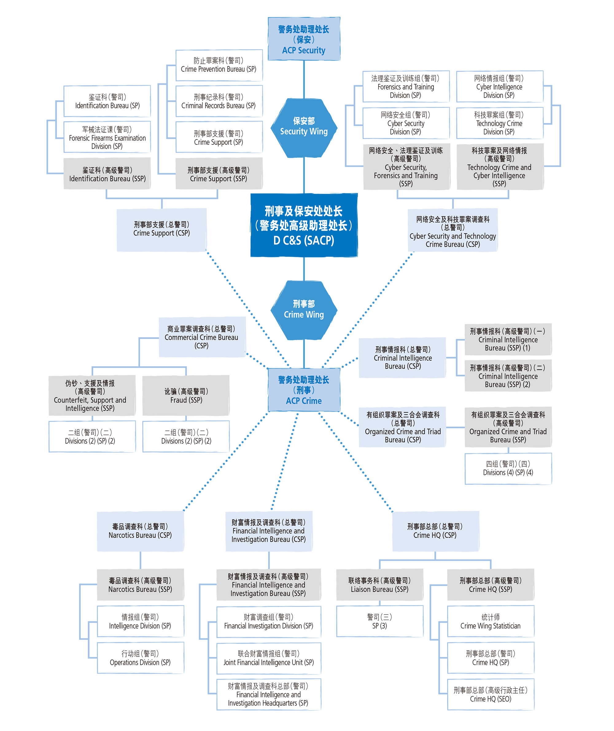 乙部门（刑事及保安处）架构表